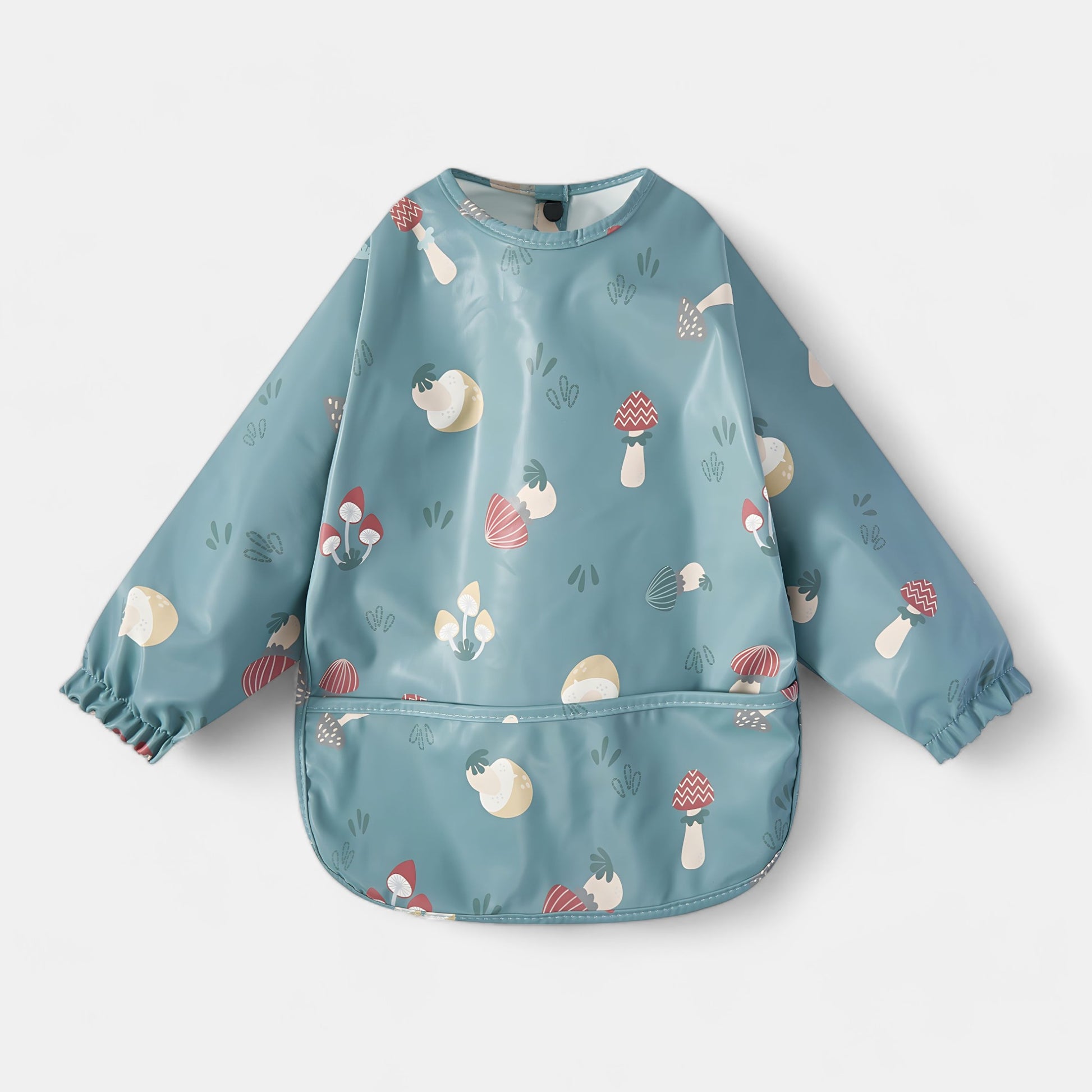 Waterproof Long Sleeve Pocket Bib, Mushrooms - Bambisserie