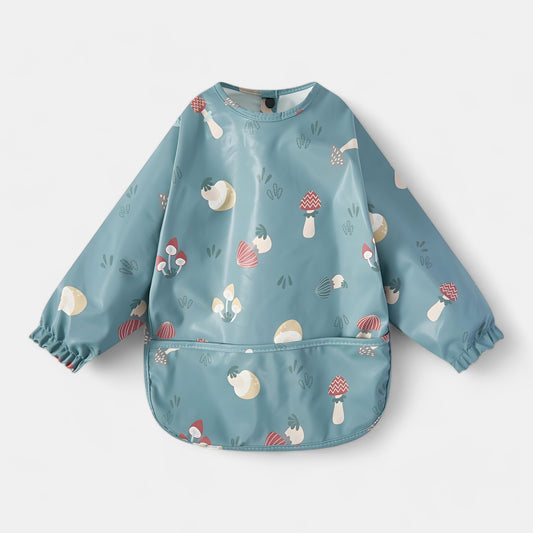 Waterproof Long Sleeve Pocket Bib, Mushrooms - Bambisserie