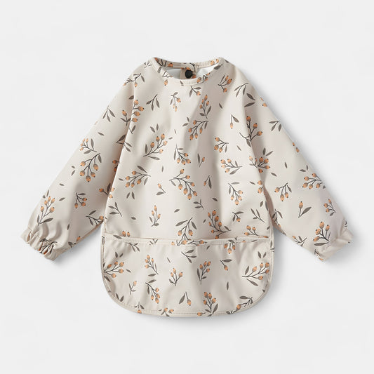 Waterproof Long Sleeve Pocket Bib, Olives - Bambisserie