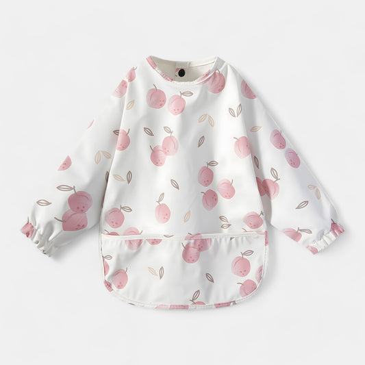 Waterproof Long Sleeve Pocket Bib, Peaches - Bambisserie