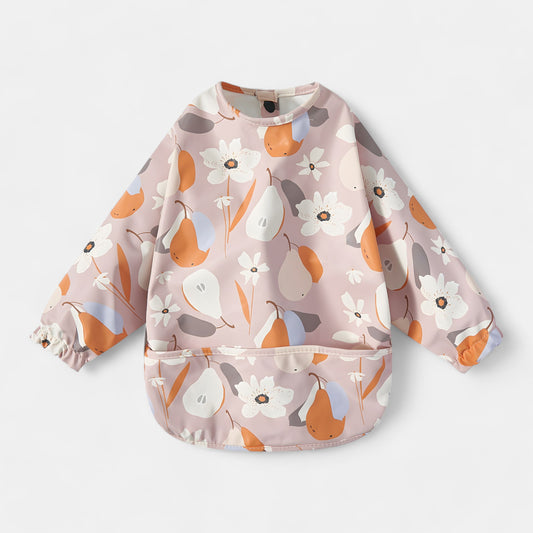 Waterproof Long Sleeve Pocket Bib, Pear Blossom - Bambisserie