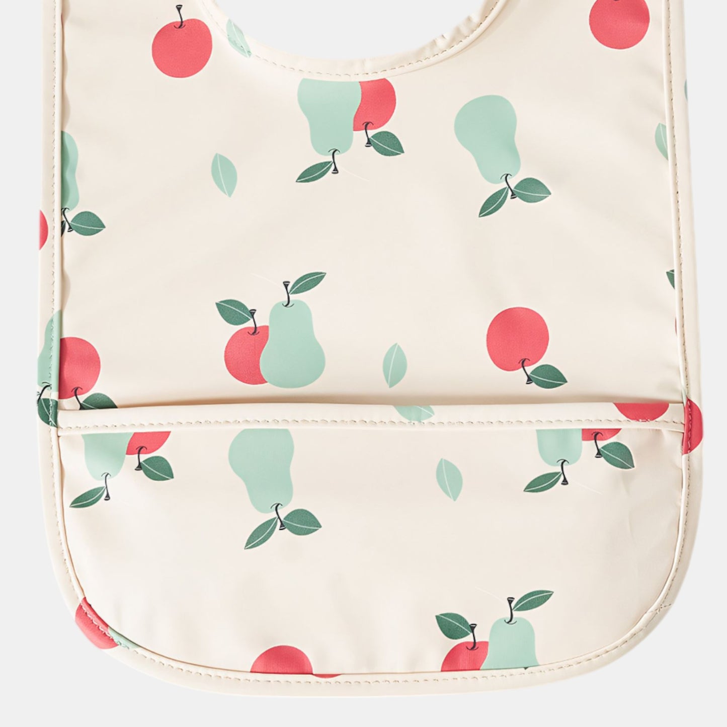 Waterproof Snap Pocket Bib, Apples & Pears - Detail - Bambisserie