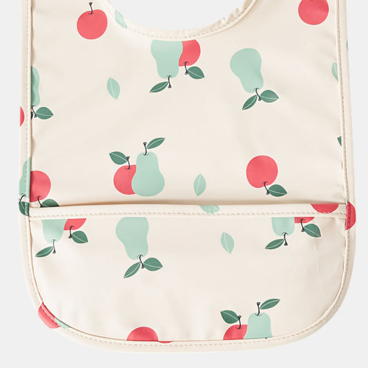 Waterproof Snap Pocket Bib, Apples & Pears - Detail - Bambisserie