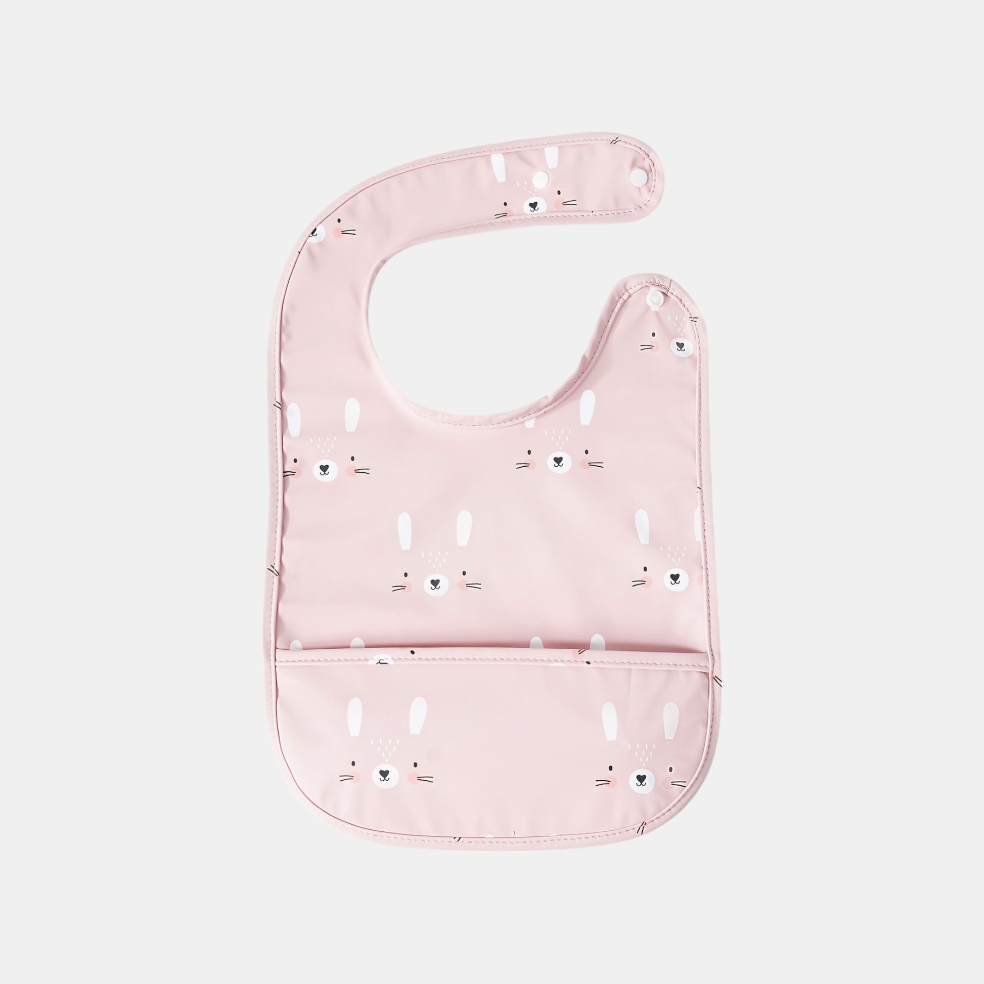 Waterproof Snap Pocket Bib, Blushing Bunny - Bambisserie