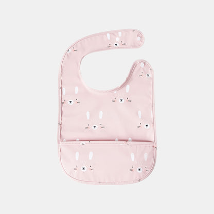 Waterproof Snap Pocket Bib, Blushing Bunny - Bambisserie