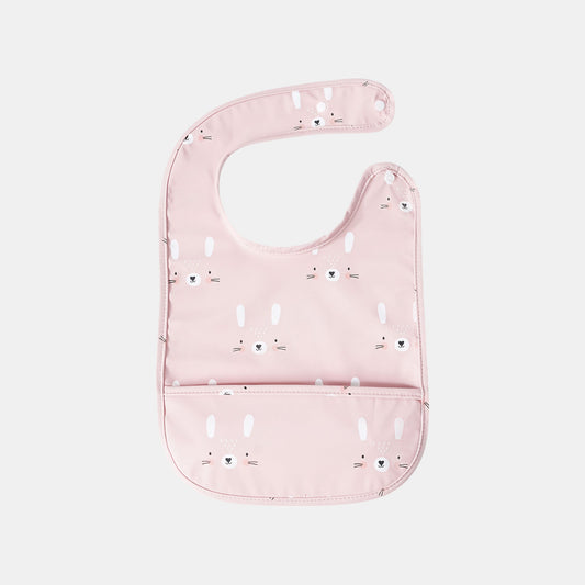 Waterproof Snap Pocket Bib, Blushing Bunny - Bambisserie