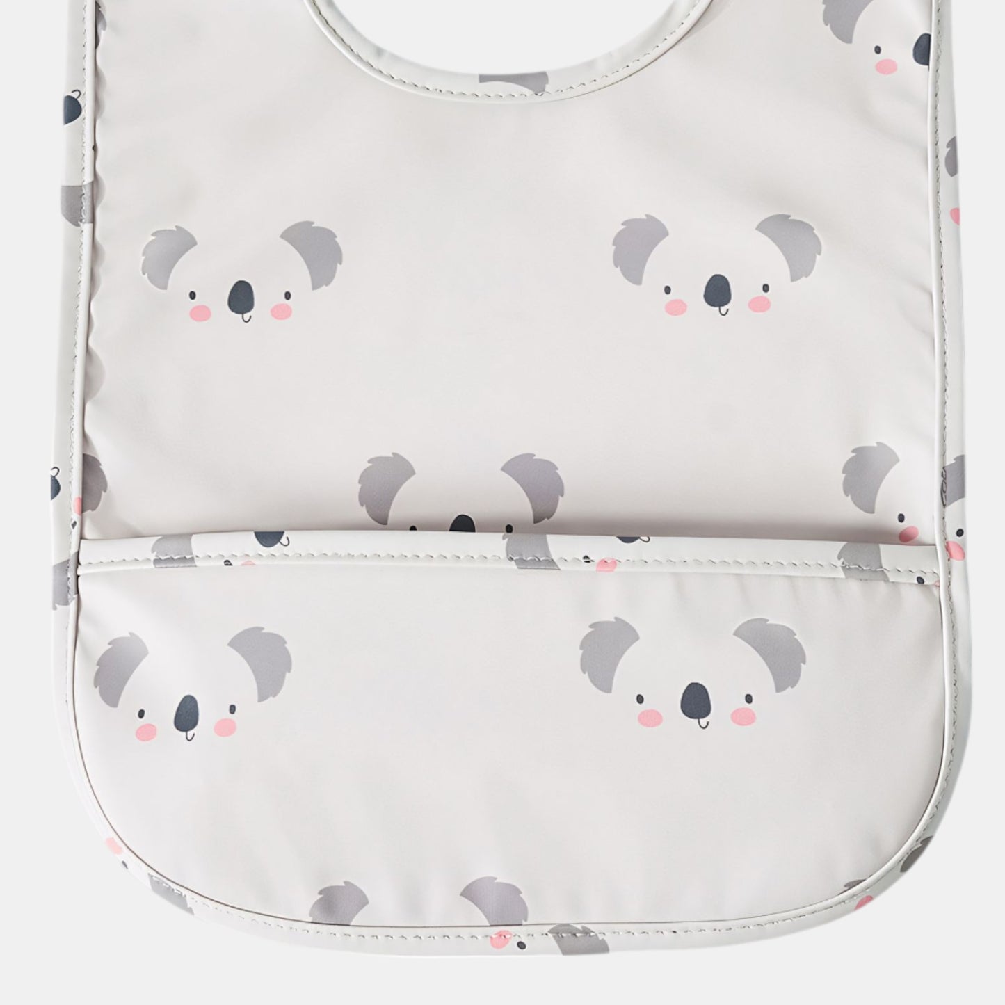 Waterproof Snap Pocket Bib, Blushing Koala - Detail - Bambisserie