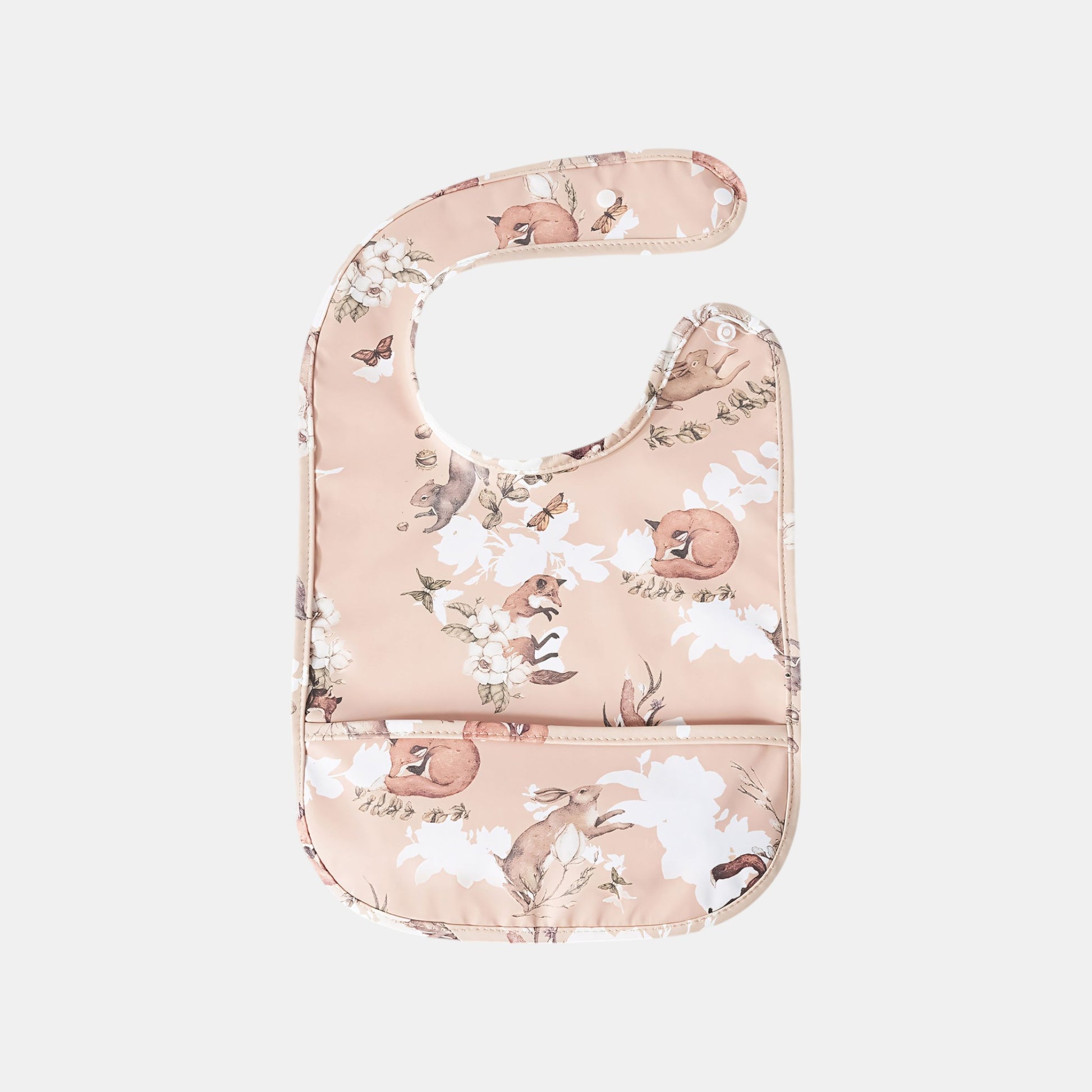 Waterproof Snap Pocket Bib, Fox & Bunny - Bambisserie
