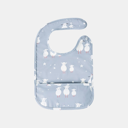Waterproof Snap Pocket Bib, Grey Lamb - Bambisserie