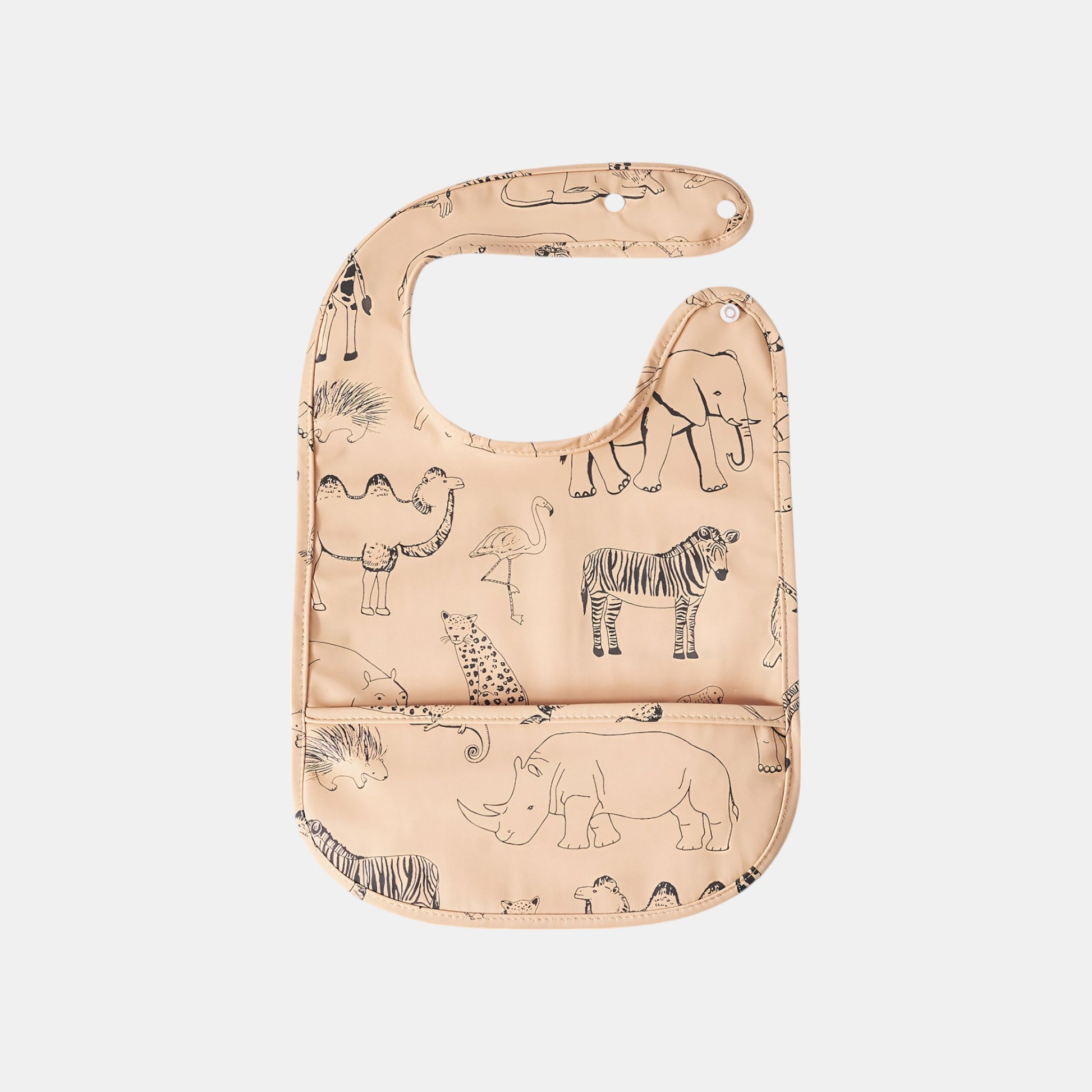 Waterproof Snap Pocket Bib, Zoo Friends - Bambisserie