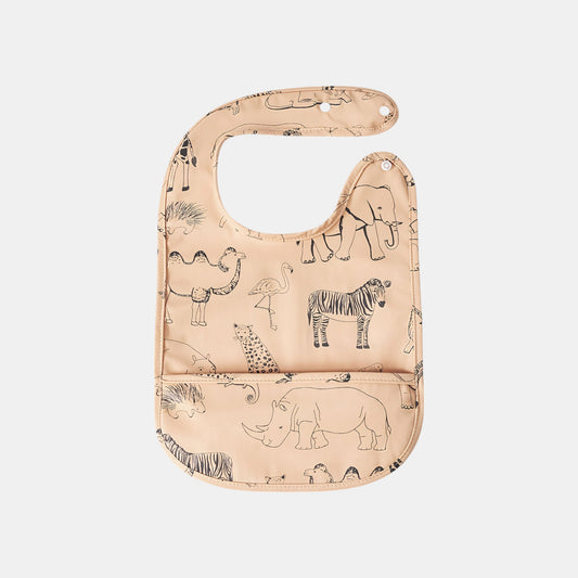 Waterproof Snap Pocket Bib, Zoo Friends - Bambisserie