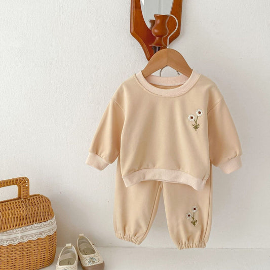 Wildflower Embroidered Cotton Lounge Set (6m-4yrs)