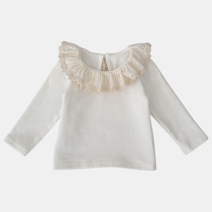 Zinnia Ruffle Cotton Top, Ivory (3m-3yrs)