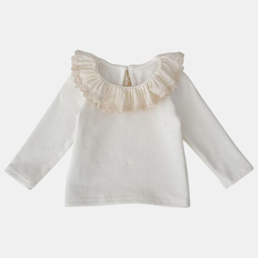 Zinnia Ruffle Cotton Top, Ivory (3m-3yrs)