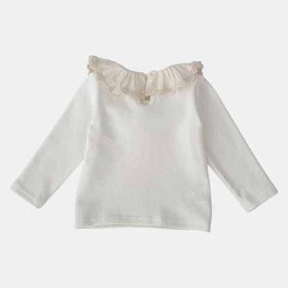 Zinnia Ruffle Cotton Top, Ivory (3m-3yrs)