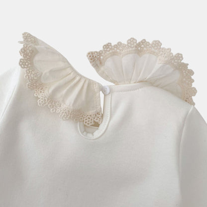 Zinnia Ruffle Cotton Top, Ivory (3m-3yrs)
