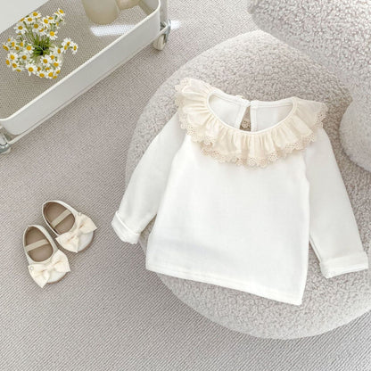 Zinnia Ruffle Cotton Top, Ivory (3m-3yrs)