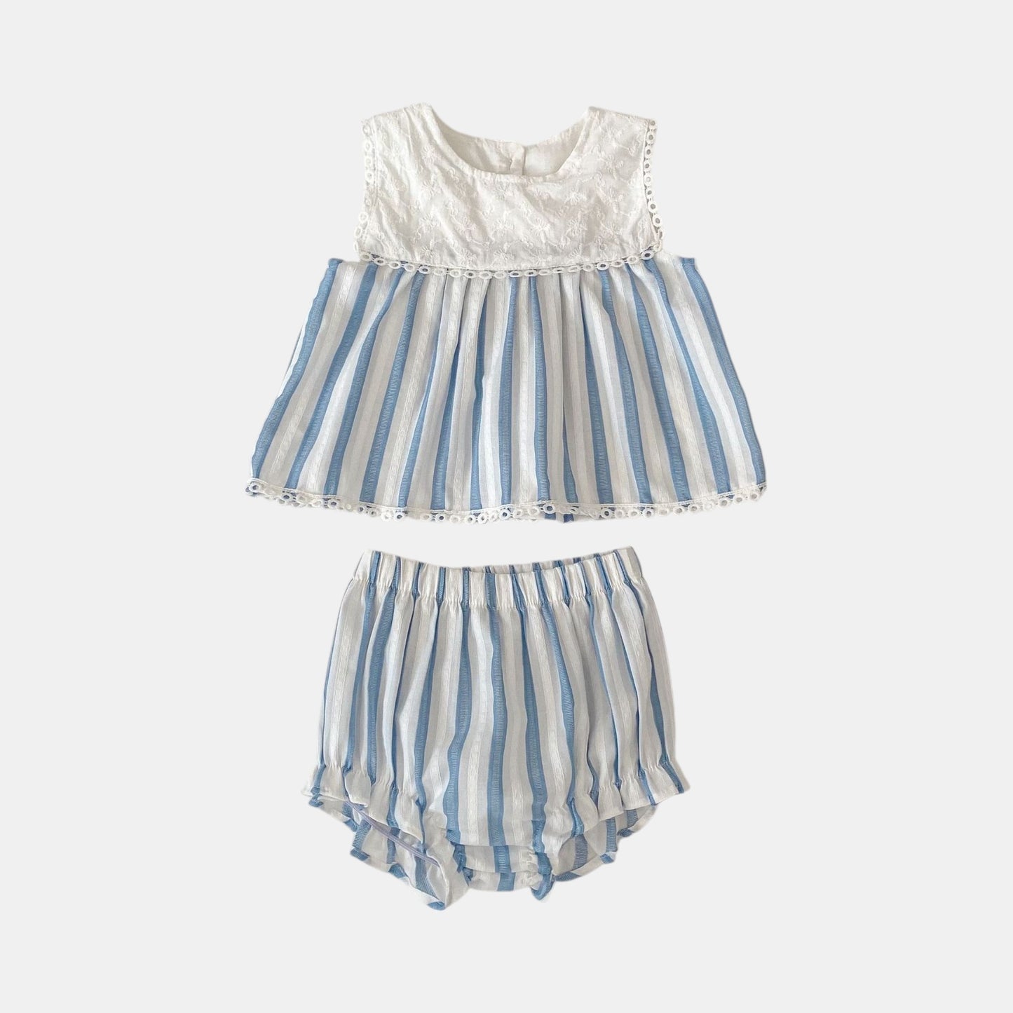 Zoey Cotton Blue Stripe Set (6m-4yrs)