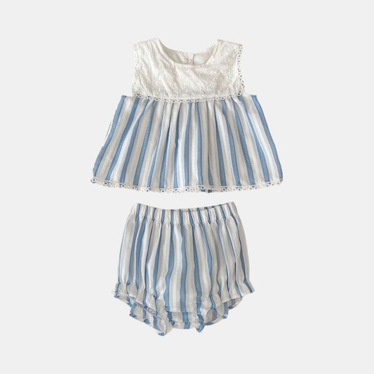 Zoey Cotton Blue Stripe Set (6m-4yrs)