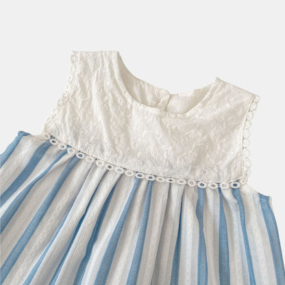 Zoey Cotton Blue Stripe Set (6m-4yrs)